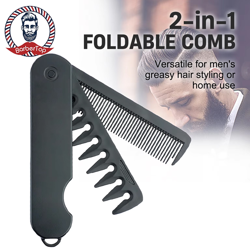 Men'S Grooming Oil - Portable Multifunctional Plastic Folding Pocket Comb
