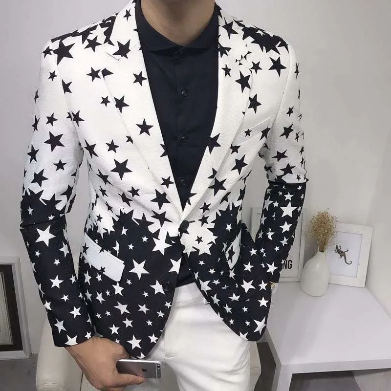 Men'S Grooming Brands - Star Print Slim Fit Blazers 2026