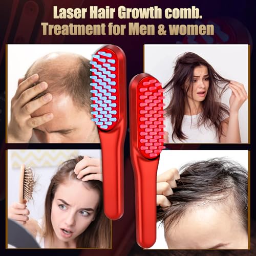 Men'S Grooming Brush - Laser Hair Growth Comb, Red Light