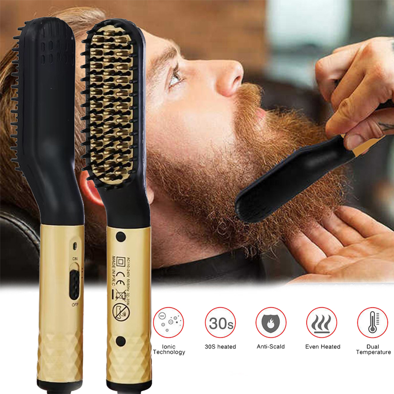 Men'S Grooming Brush - Portable Heated Hair Straighteners Mini Beard