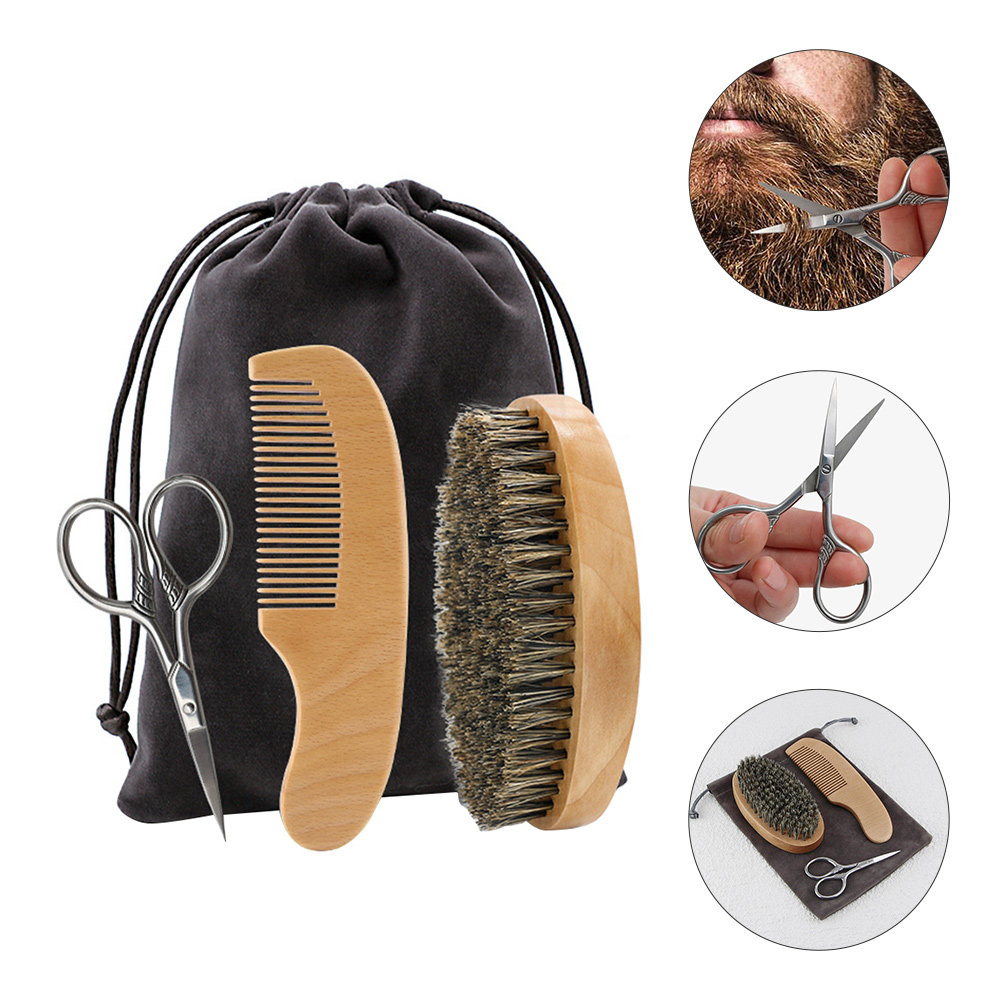 Men'S Grooming Brush - 1Set Beard Styling Set for Men