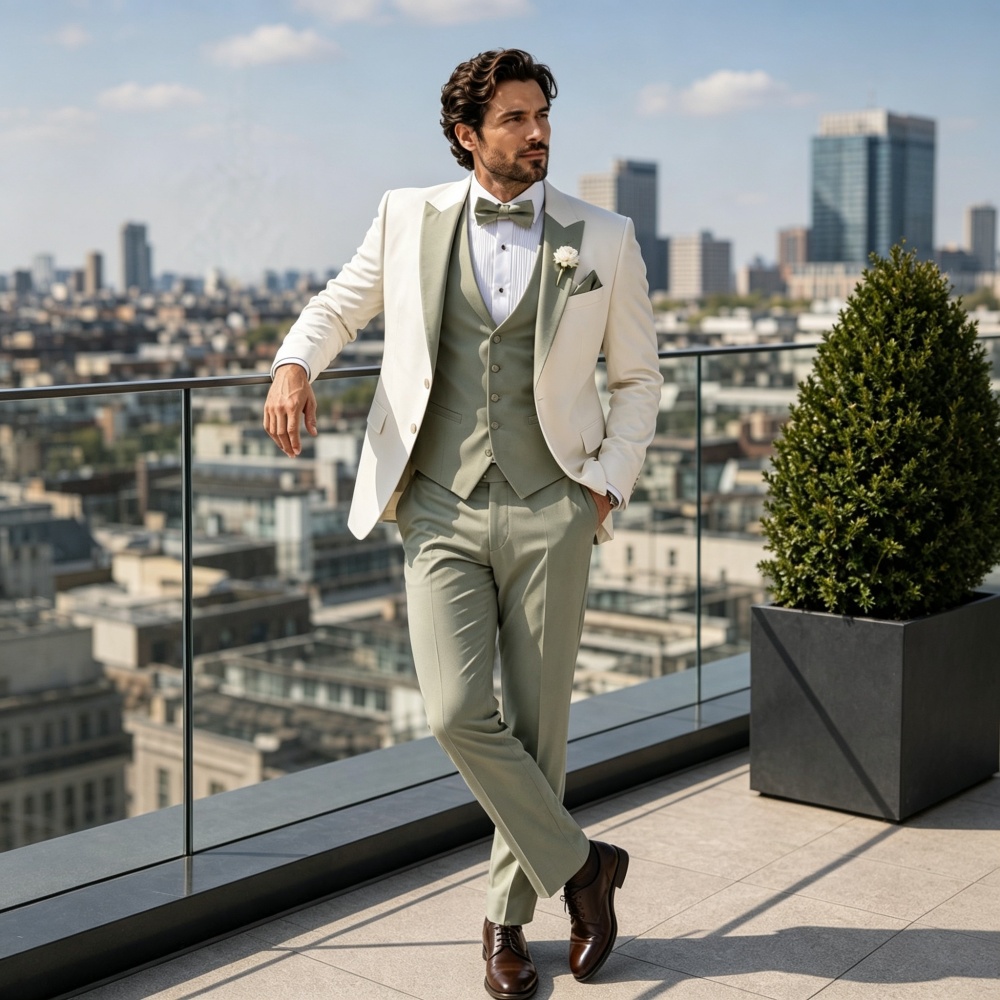 Elegant Notched Lapel Men Suit - Men'S Grooming Trends recension och pris