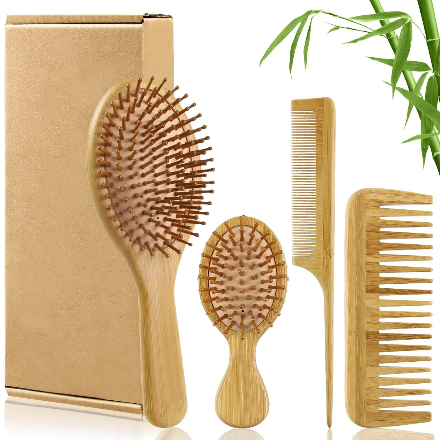 Bamboo Hair Brush Comb Set for - Men'S Grooming Brush recension och pris